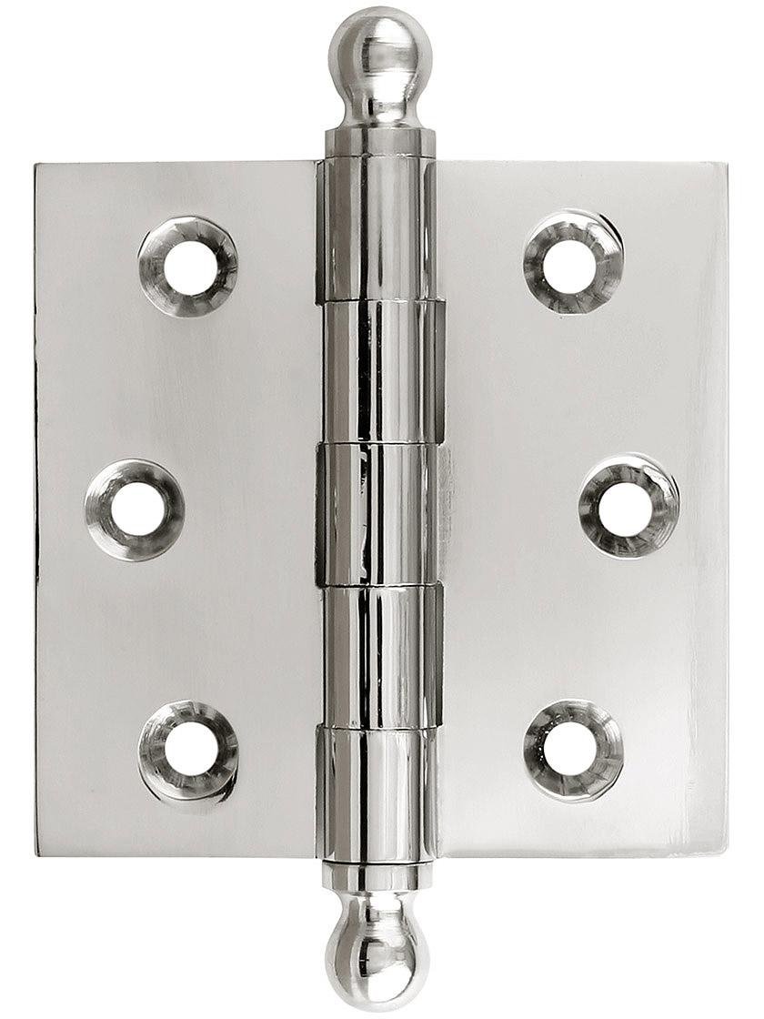 2 1/2" Solid Brass Butt Hinge With Ball Finials